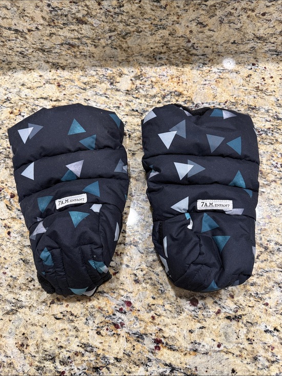 7Am Enfant Other - 7 A.M. Enfant Warmmuffs Stroller Handle Muffs Black with Teal & Gray Triangles